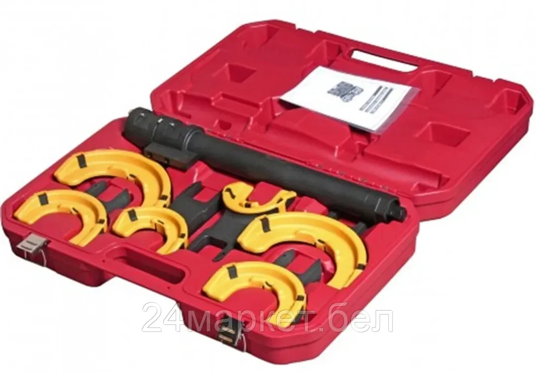 Patron Стяжка пружин усиленная с 3-мя парами захватов и пластиковыми накладками, 7пр.(раб. диапазон:80-317мм, диаметры захватов: 80/110/165 мм),в кейсе