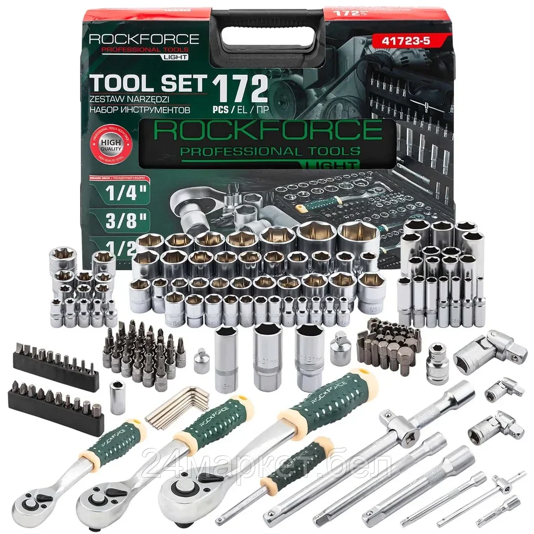 RF LIGHT-41723-5 Набор инструментов 172пр. 1/4", 3/8", 1/2" (6гр.)(4-32мм) RockFORCE LIGHT