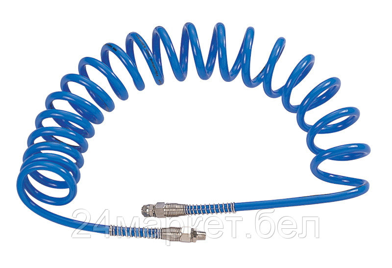 MIGHTY SEVEN SD-24415 MIGHTY SEVEN Шланг пневматический спиральный высокого давления 13х18 мм, 15 м, М1/2", полиуретановый