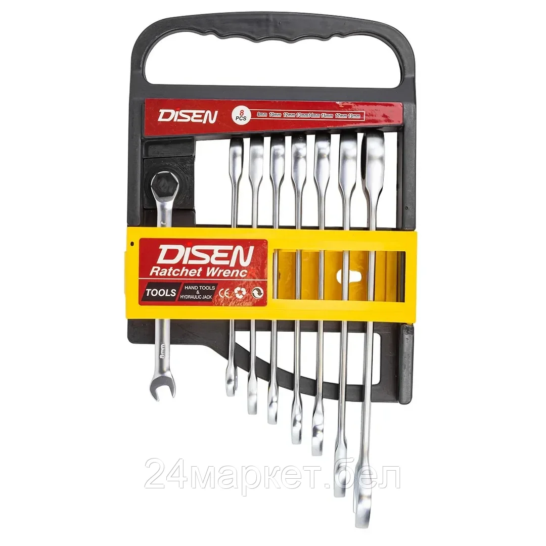 Набор ключей комбинированных трещоточных 8пр. DISEN DSD1512
