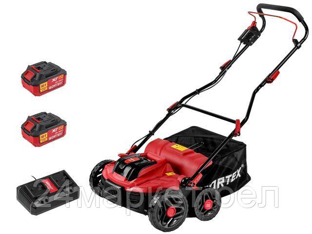 Аккум. аэратор-скарификатор WORTEX CAE 3736 ALL1 XLT SET БЕСЩЁТ.ДВИГ., 18В+18В, шир. 37 см (2 4Ач акб, зу, вал для аэрации, вал для скарификации, 5 рег.высоты, 45 л травосборник) 1334877