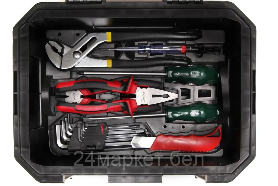 WMC TOOLS Набор инструментов универсальный 7пр.(набор шестигранников,отвертка-2 шт,отвертка индикаторная,пассатижи переставные, кусачки,нож)в лотке WMC TOOLS 50707WMC