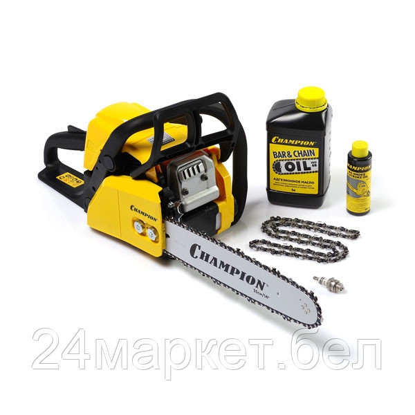 Бензиновая цепная пила, 1,5 кВт, 31,8 см3, 14"-3/8-1,3-50E + подарок: масло для цепи 1л; свеча; цепь; масло для 2-тактных двигателей 0,1л. (A232-14)