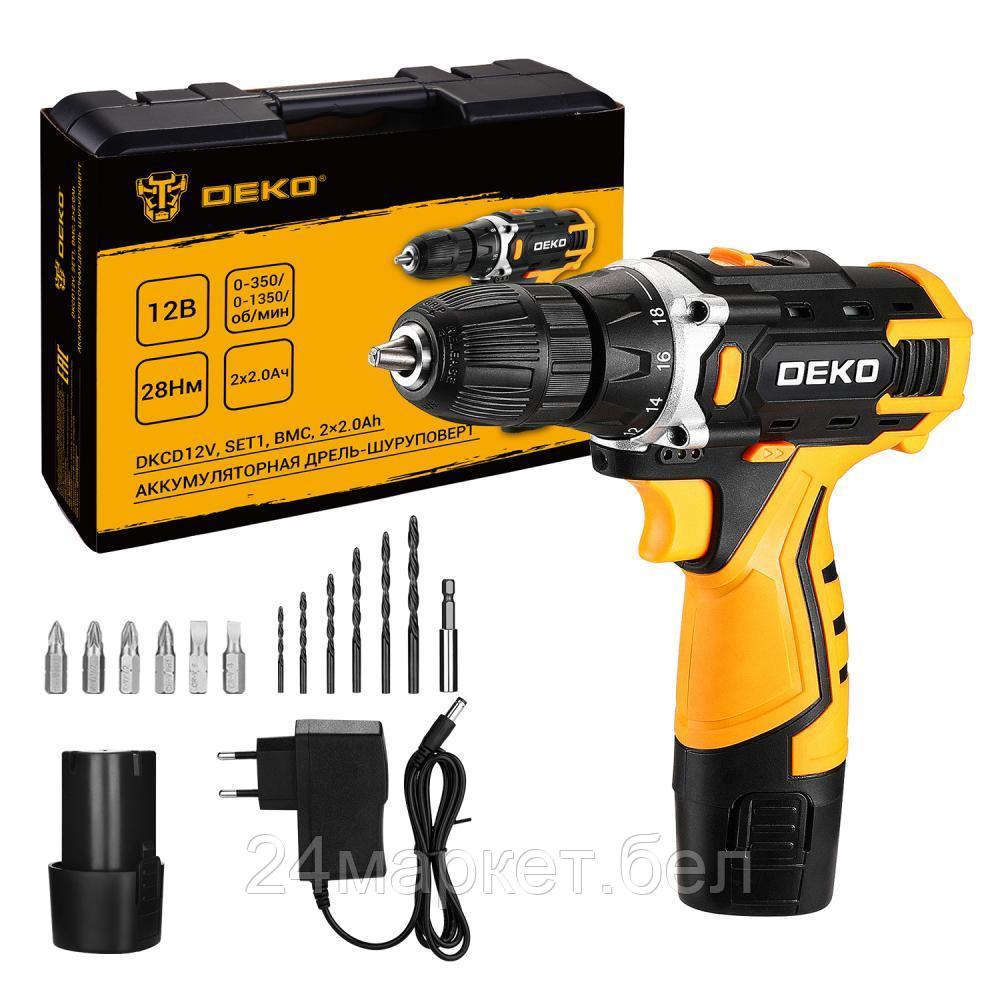 Дрель-шуруповерт Deko DKCD12V Set1 083-1022 (с 2-мя АКБ, кейс)