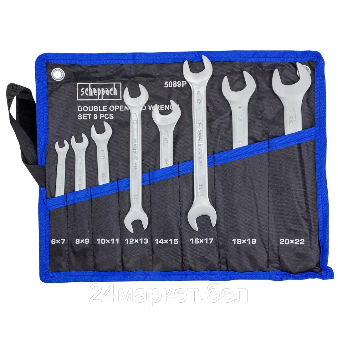 Sch-5089P Ключи рожковые, набор 8пр. (6х7, 8х9, 10х11, 12х13, 14х15, 16х17, 18х19, 20х22мм) Scheppach