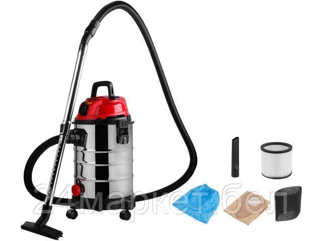 Пылесос строительный WORTEX VC 2515-1 WS 1400 Вт, 25 л, провод 4 м, шланг 3 м (c доп. розеткой, 35 мм диаметр шланга) 1334992