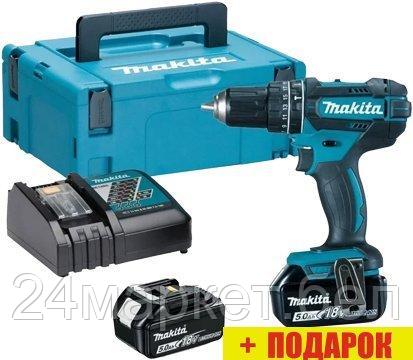 Ударная дрель-шуруповерт Makita DHP482RTJ (с 2-мя АКБ, кейс)