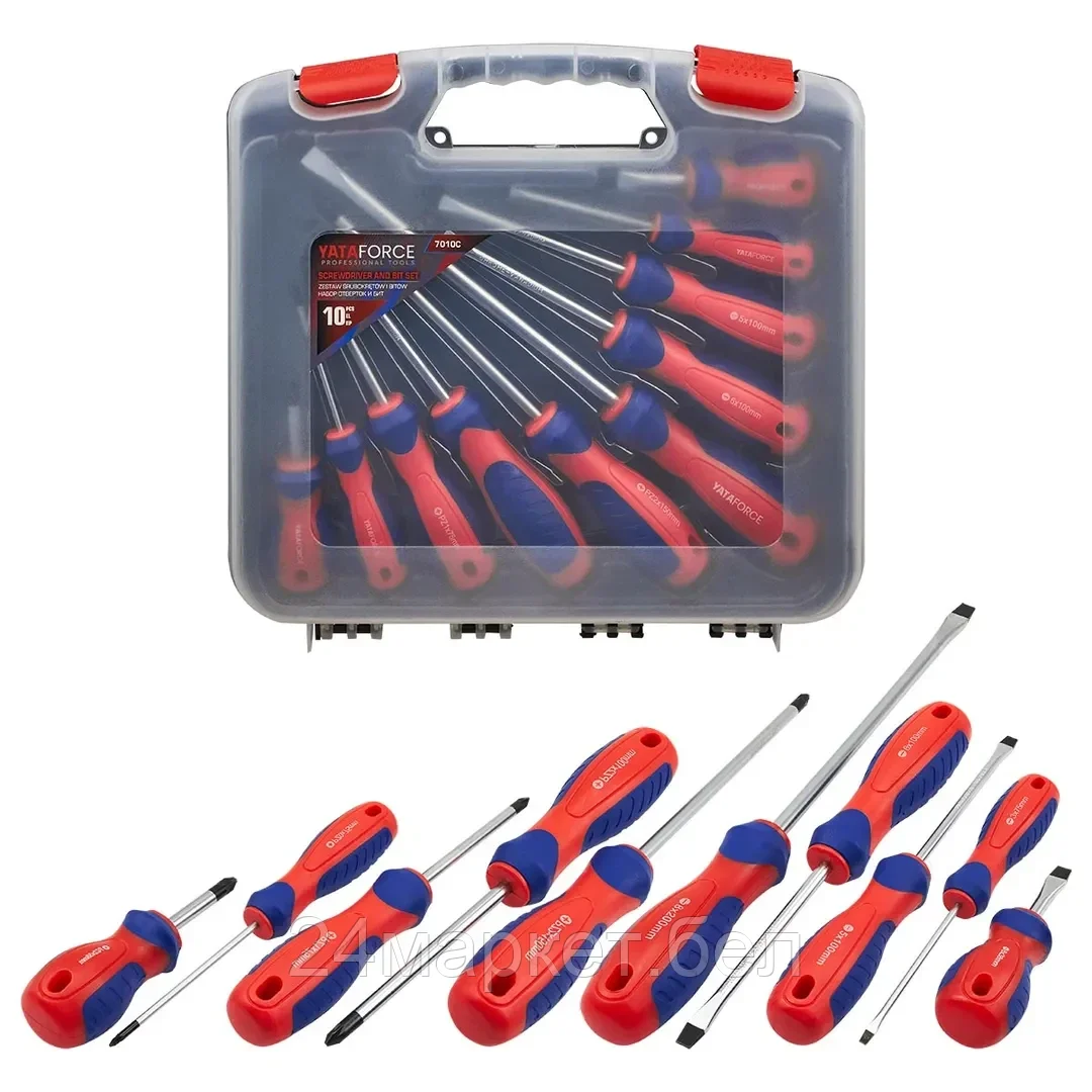 YF-7010C Отвертки в комплекте с битами, набор 10пр. YATAFORCE