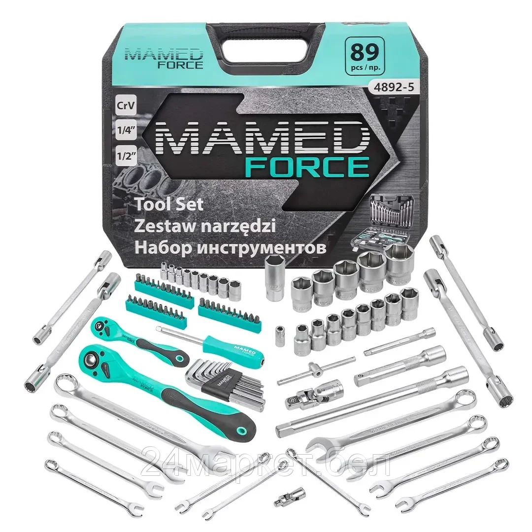 Набор инструментов PROFI 89пр. 1/",1/2"(6гр)(4-32мм) MAMEDFORCE MF-4892-5