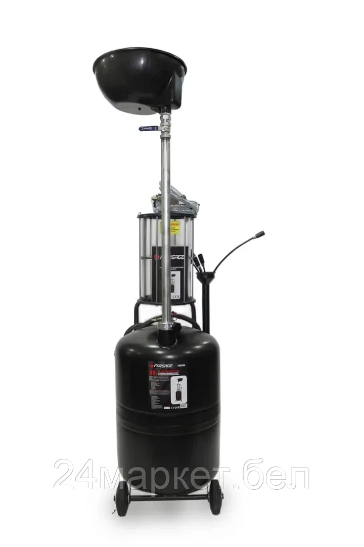 Установка пневматическая для удаления отработанного масла с индикатором заполнения(бак-90л,предкамера-10л,воронка-10л,5 щупов,t:60-80гр,пр-ть:3л/мин) Forsage F-TRG2090