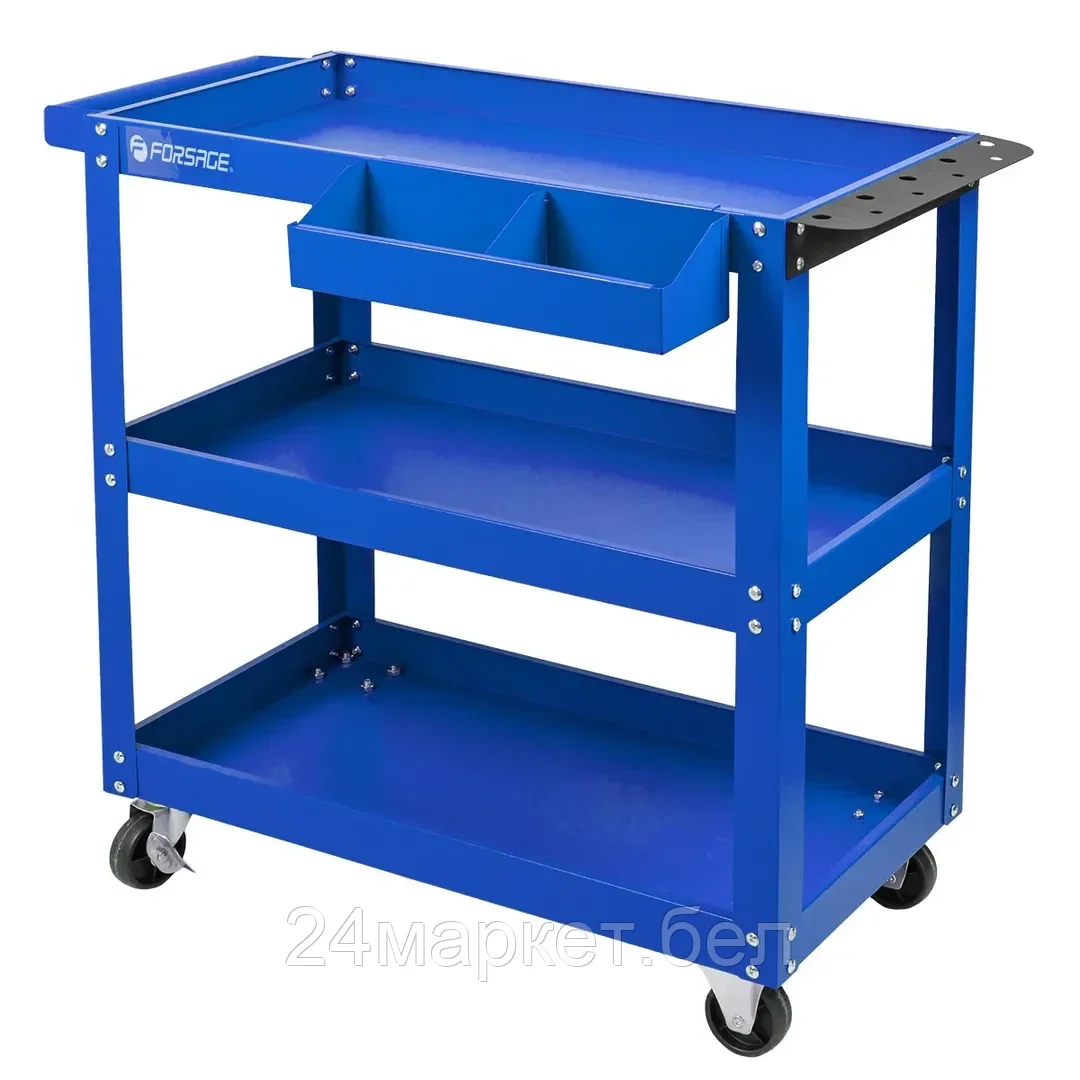 FORSAGE Тележка инструментальная 3-х полочная с навесным лотком и держателем отверток(350х770х820мм, размеры полок-60х350х700мм) Forsage F-1141343A