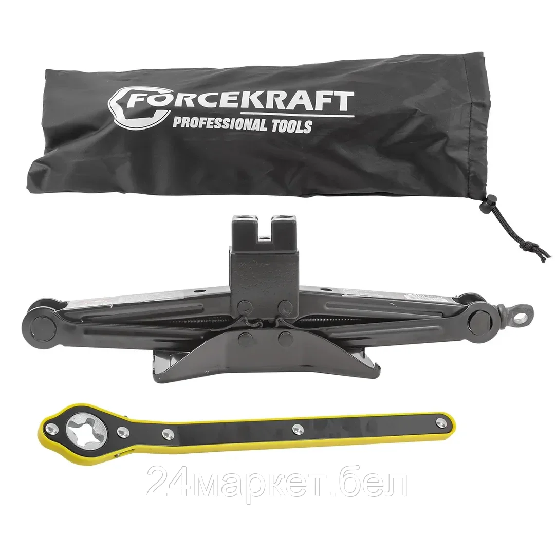 Домкрат механический ''ромб''2т (h min 120мм, h max 415мм),в водоотталкивающем чехле FORCEKRAFT FK-10202