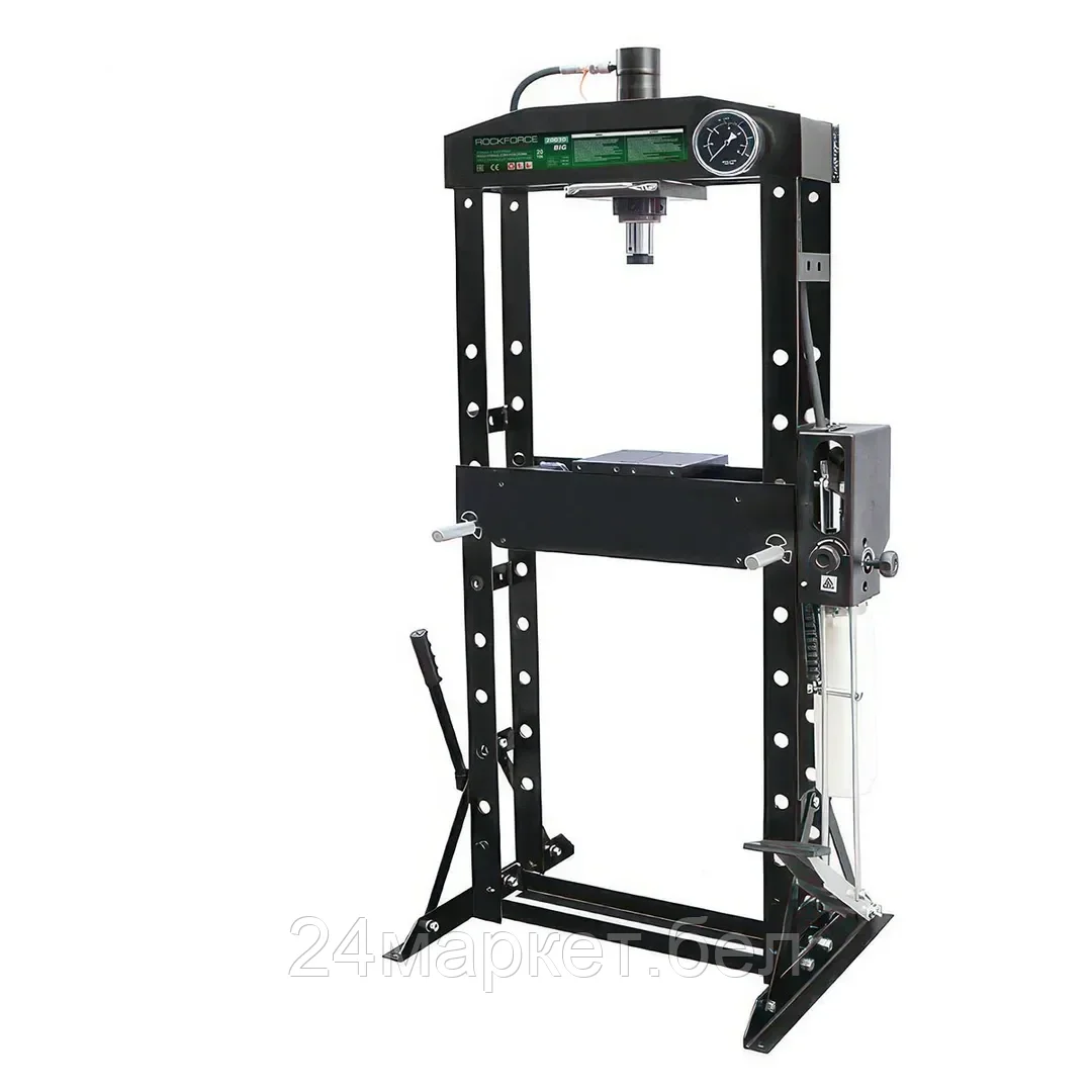 Пресс гидравлический с манометром напольный 20т, ручной/ножной привод (раб. высота:0-895мм, ход штока:190мм) Rock FORCE RF-TY20030