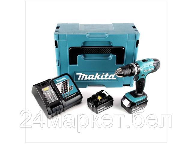Аккум. ударная дрель-шуруповерт MAKITA LXT DHP 453 RTJ MAKPAC (18.0 В, 2 акк., 5.0 А/ч Li-Ion, 42 Нм, шурупы до 36 мм, сверление в металле до 13 мм) DHP453RTJ