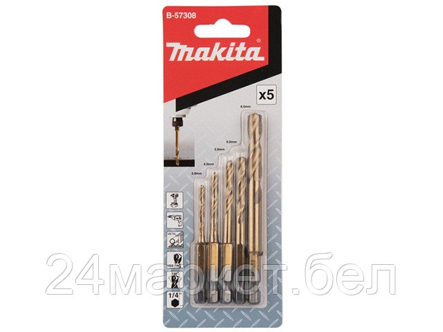 MAKITA Россия Набор сверл по металлу HSS-TiN, 5 шт. (MAKITA)