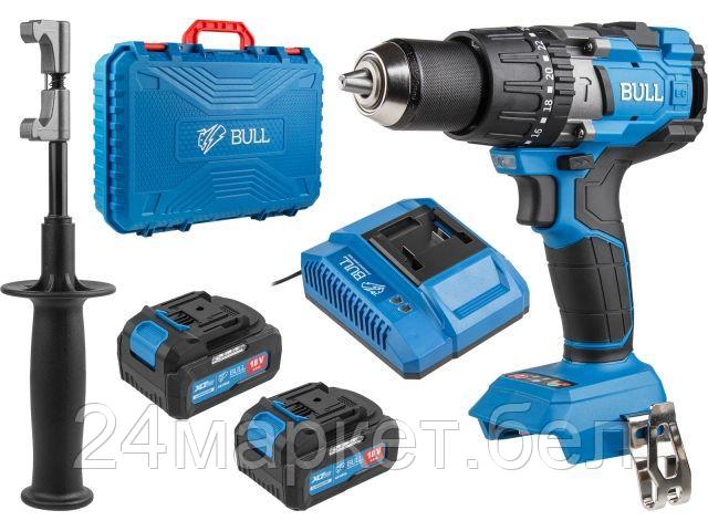 Аккум. дрель-шуруповерт BULL SR 1805 в чем. XLTpro, 2х4 А*ч, БЕСЩЕТ., 18 В, 120 Н*м, БЗП(мет.) 13 мм (Доп. функции: Ударное сверление, "AntiKickback", 1329603