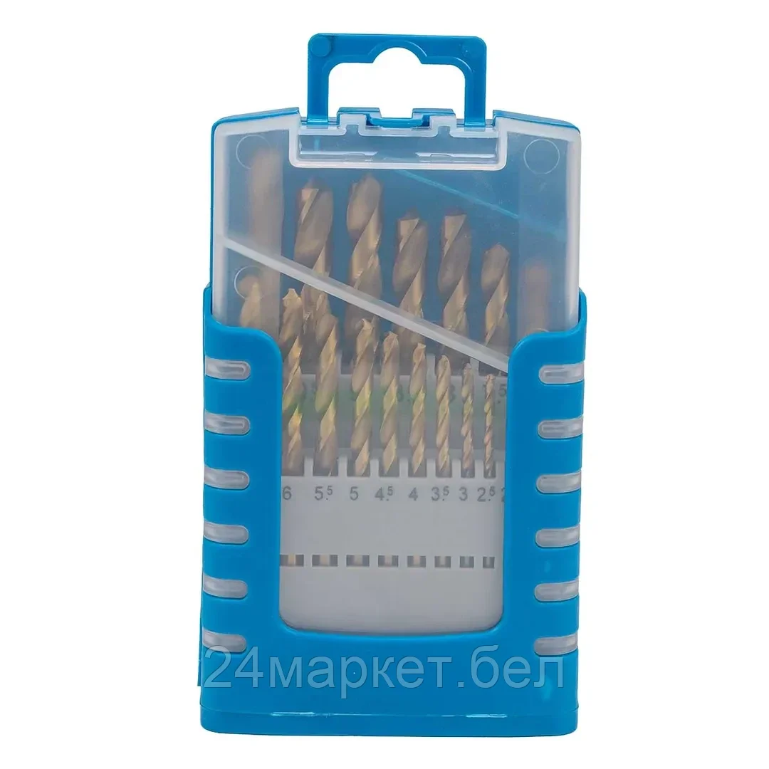 Набор сверел по металлу HSS TIN 19пр.(1-10мм, шаг 0.5мм), в пластиковом футляре Forsage F-924U19