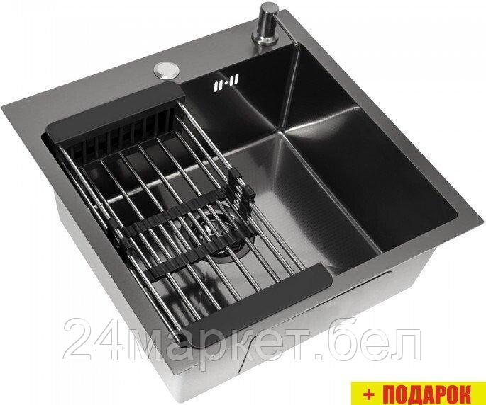 Кухонная мойка Diamond 500*500, коландер, дозатор BLACK DECOR