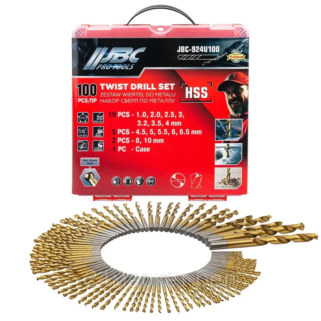 JBC-924U100 Сверла по металлу, набор 100пр. JBC