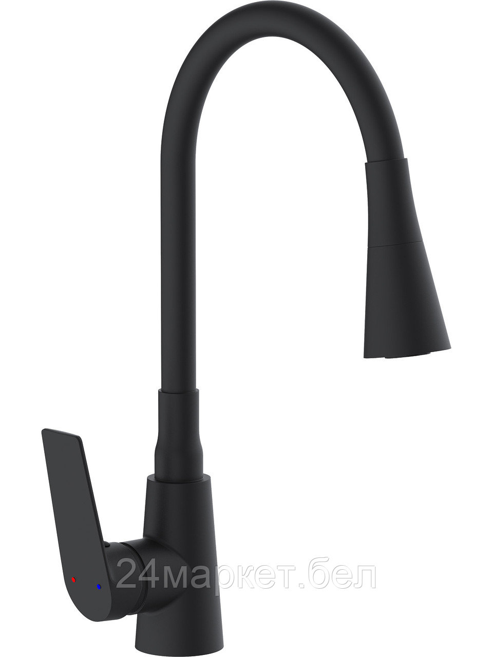Смеситель для кухни D35-A черный, серия 800 ECONOCE (J-излив, длина 225 мм, высота 400 мм, поворотный) EC0804BL