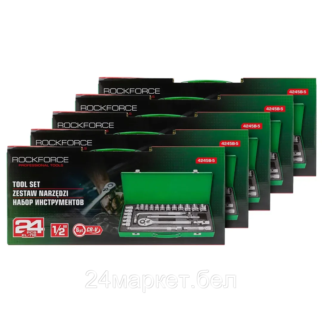 RF-4245B-5 ( 5 K-T ) RockFORCE ( 5 K-T ) Набор инструментов 24пр. 1/2" ( 6гр)