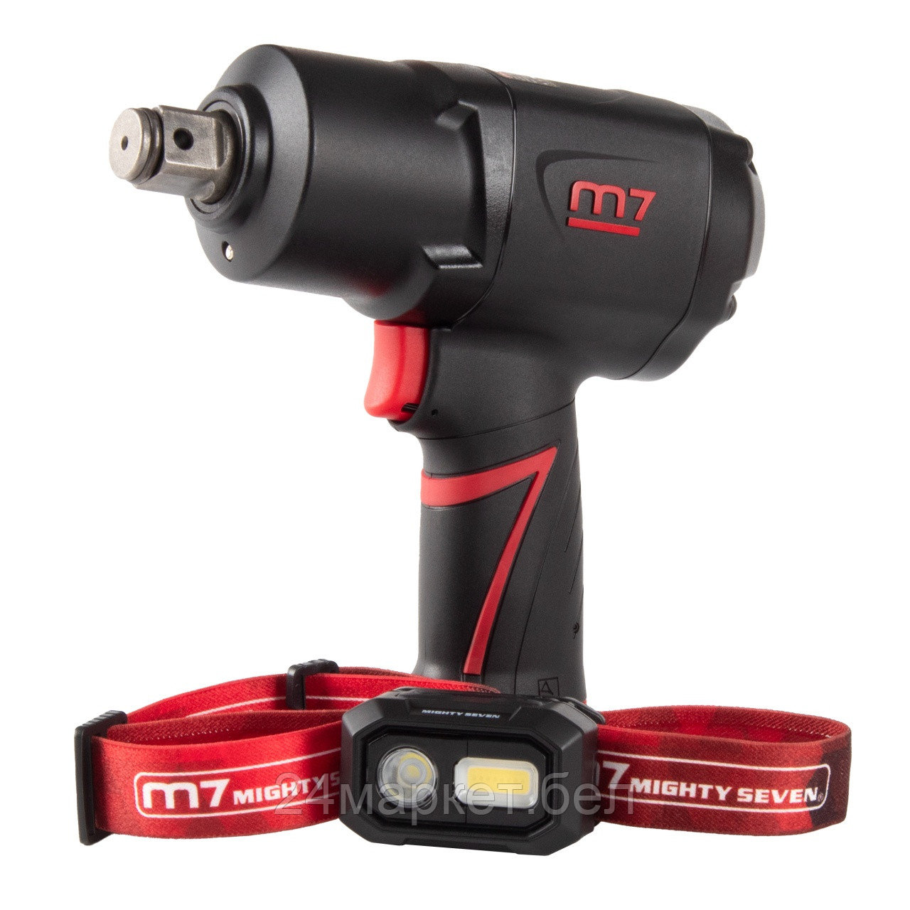 MIGHTY SEVEN NC-6255QL MIGHTY SEVEN Гайковерт пневматический ударный 3/4", 1898 Нм, в комплекте налобный фонарь