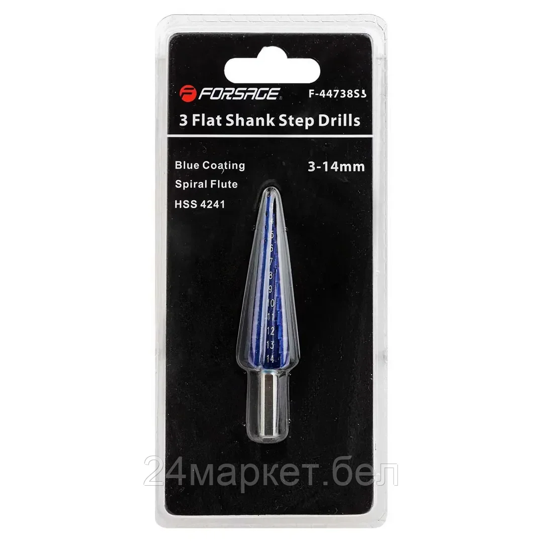 Сверло ступенчатое спиральное HSS4241(3-14мм)в блистере Forsage F-44738S