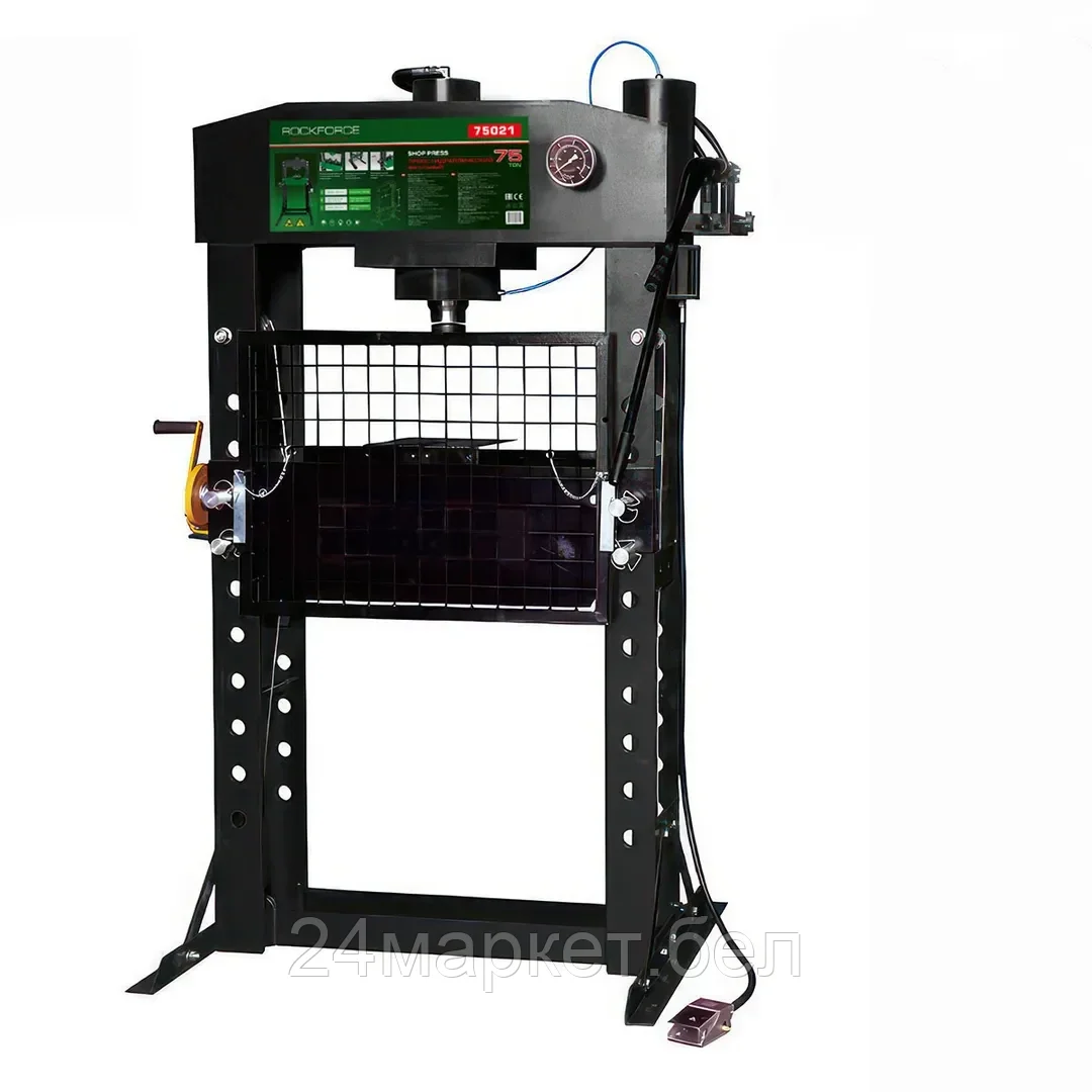 Пресс гидравлический с манометром напольный 75т, ручной/пневмо привод (раб. высота:0-900мм, раб. ширина:800мм, раб. стол:270х800мм,ход штока:240мм) Rock FORCE RF-TY75021