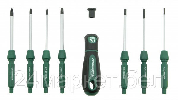 JONNESWAY DB0309S DB0309S Отвертка со сменными стрежнями в наборе, 9 предметов
