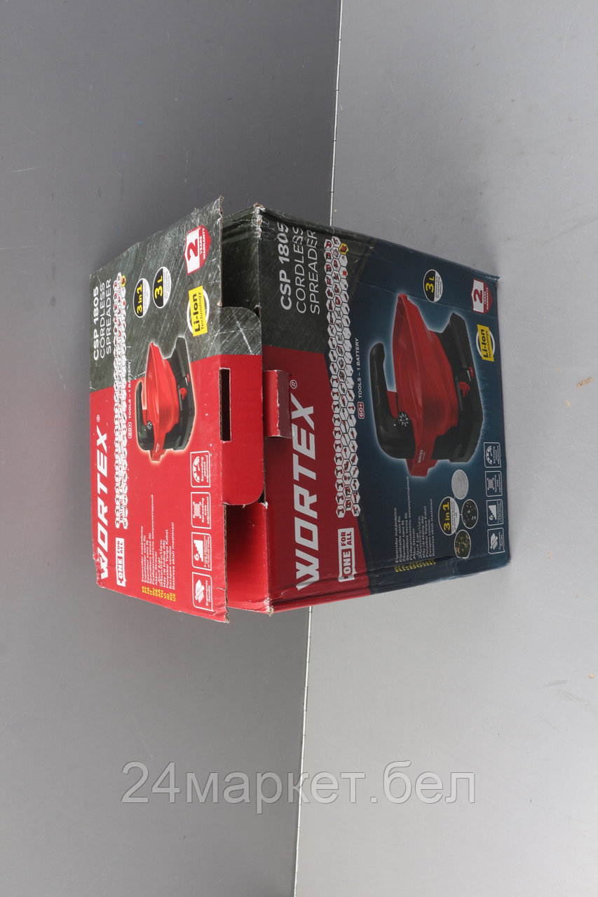 Аккум. разбрасыватель WORTEX CSP 1805 в кор. ALL1 SOLO в кор. 18 В, шир. 5м, конт. 3 л. уцененный