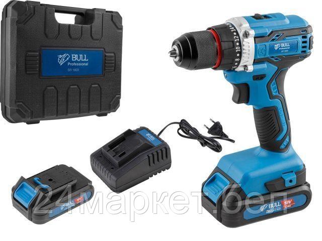 Аккум. дрель-шуруповерт BULL SR 1803 в чем. (18.0 В, 2 акк., 2.0 А/ч Li-Ion, 2 скор., 50 Нм, шурупы до 10 мм)