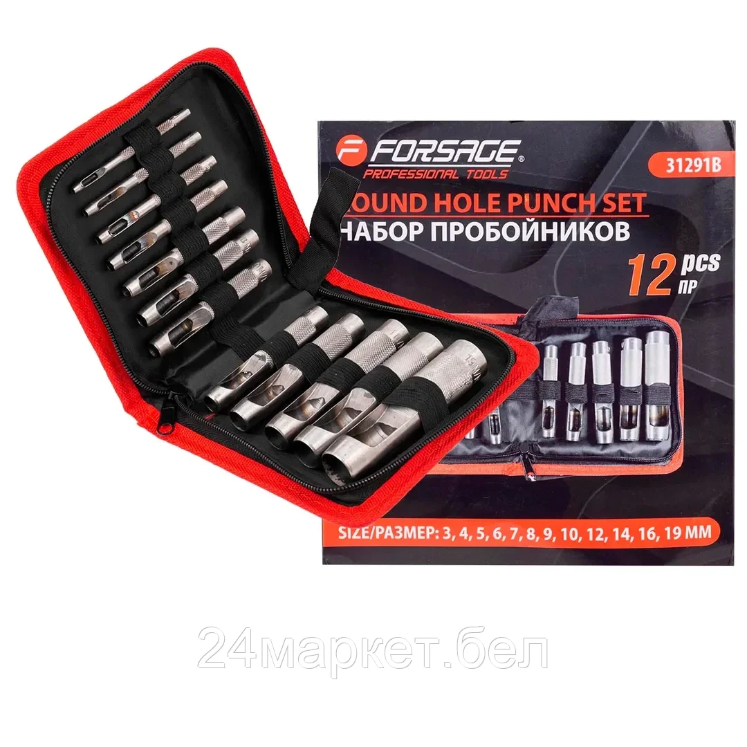Набор пробойников 12пр. (3-10,12,14,16,19мм),в сумке Forsage F-31291B
