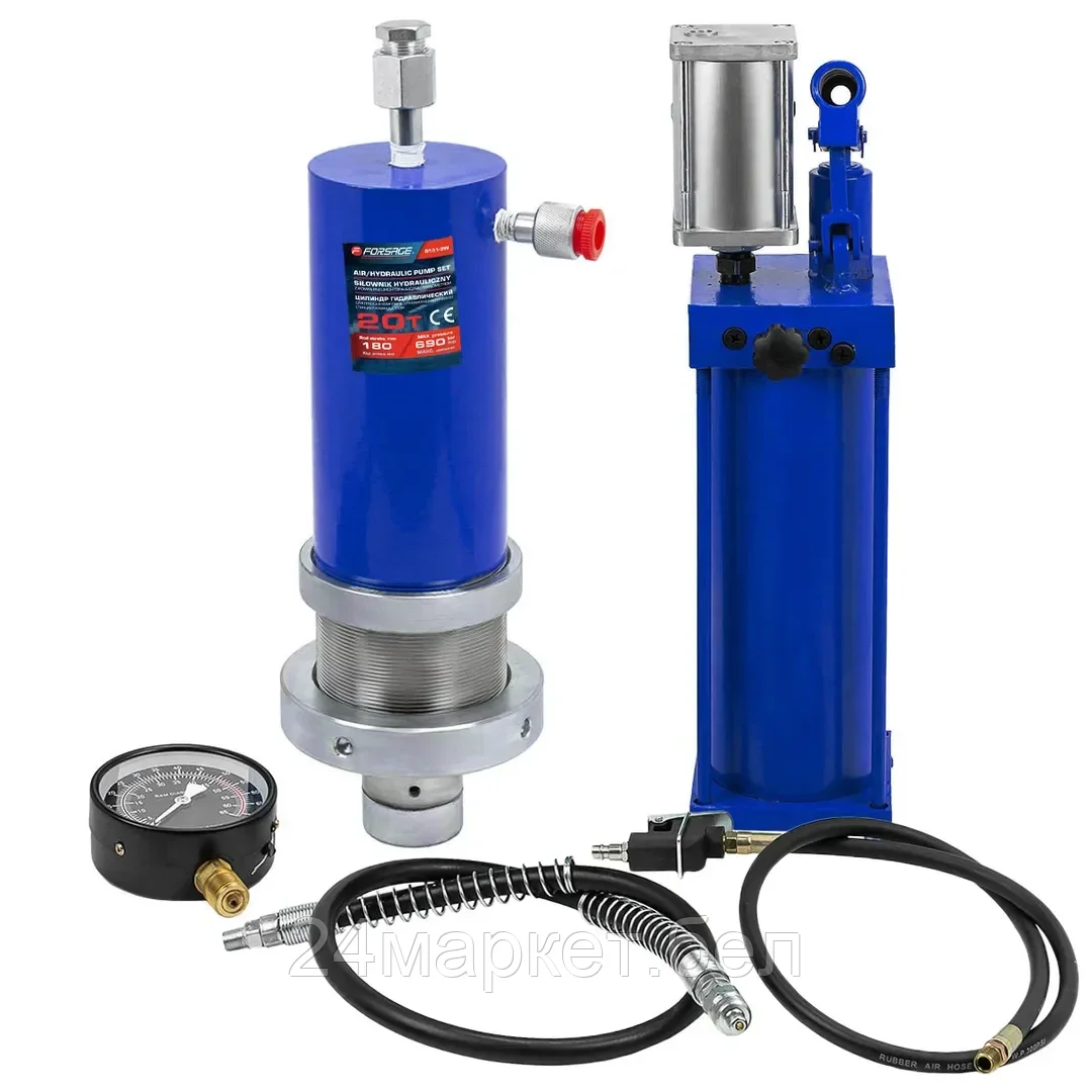 F-0101-3W Forsage Цилиндр гидравлический для пресса в комплекте со станцией гидравлической и манометром, 20т
