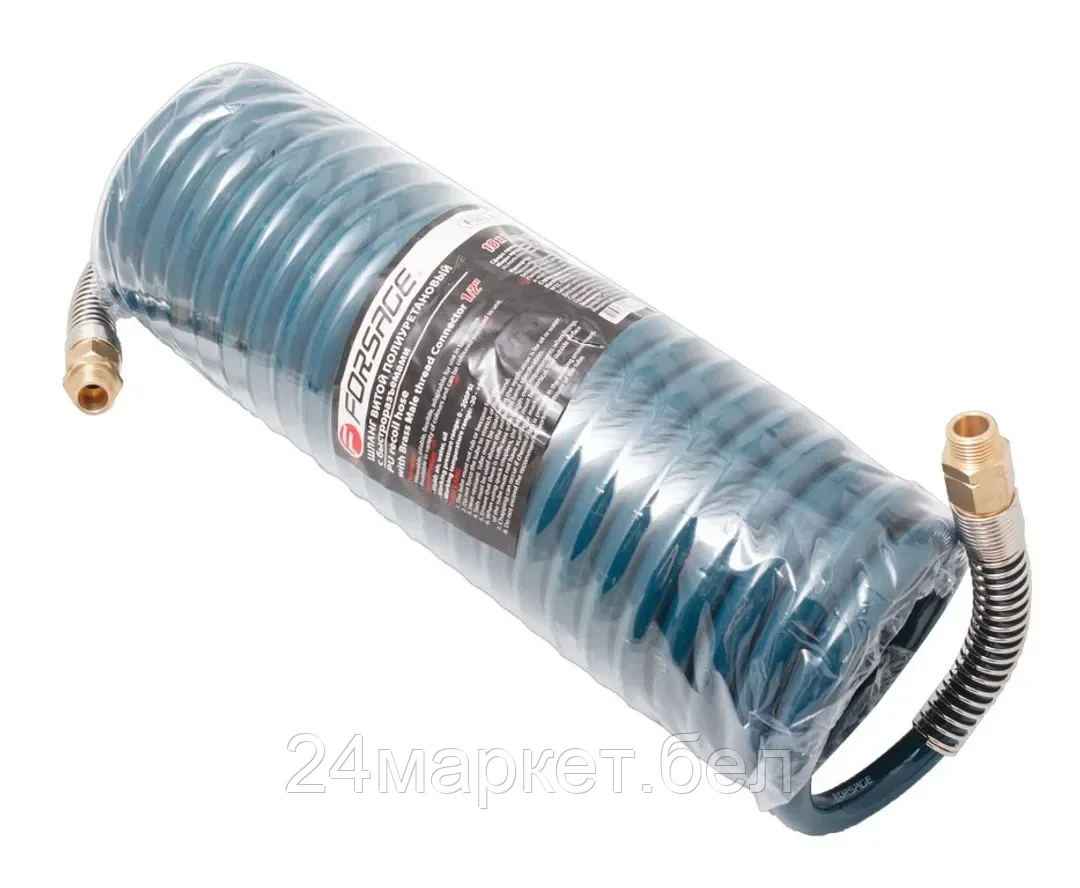 FORSAGE Шланг витой полиуретановый 12 х 18мм х 10м с резьбовыми наконечниками наруж. резьба 1/2" (латунь, максимальное давление - 15bar, рабочая температура о Forsage F-1812-10M