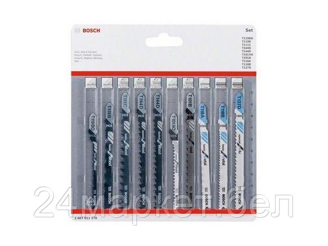 BOSCH Великобритания Набор пилок лобз. по дереву с гвоздями BOSCH 10 шт.