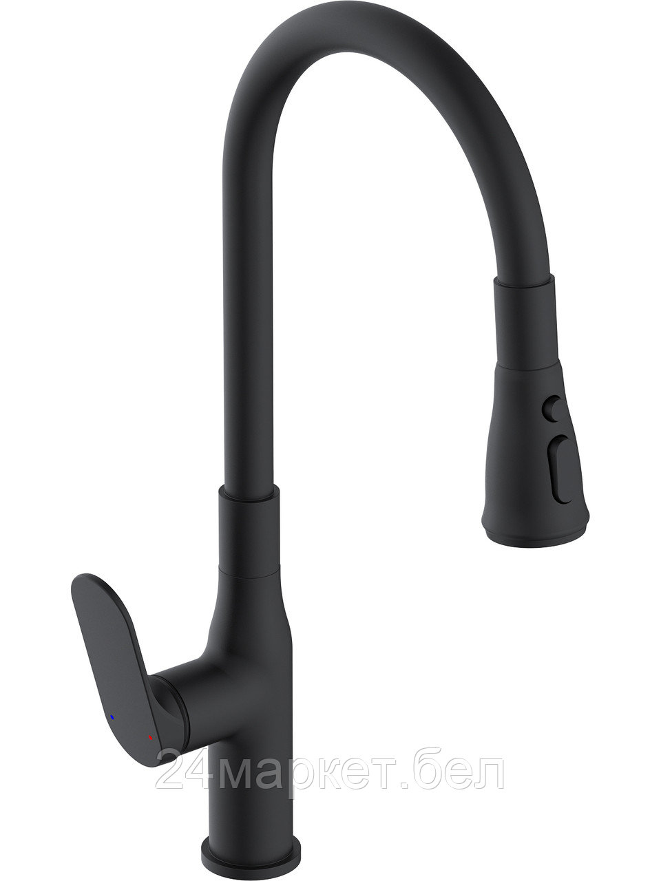 Смеситель для кухни D35, серия  710 черный ECONOCE (Гибкий трехрежимный излив, высота 423 мм) EC0713BL