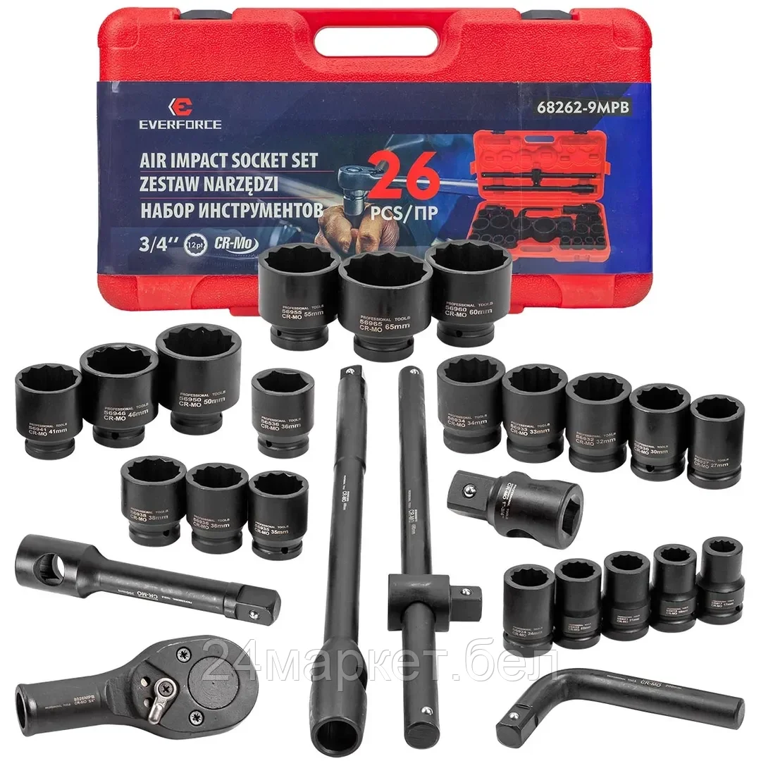 Набор трещотка с головками Everforce EF-68262-9MPB (26 предметов)