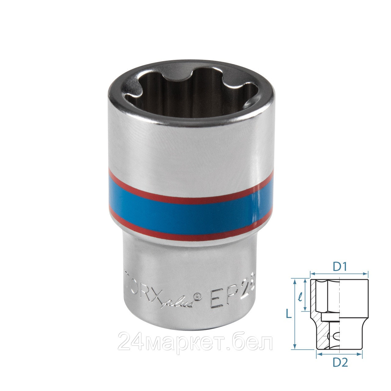 KING TONY 433E28M KING TONY Головка торцевая TORX Plus 1/2", EP28, L = 45 мм