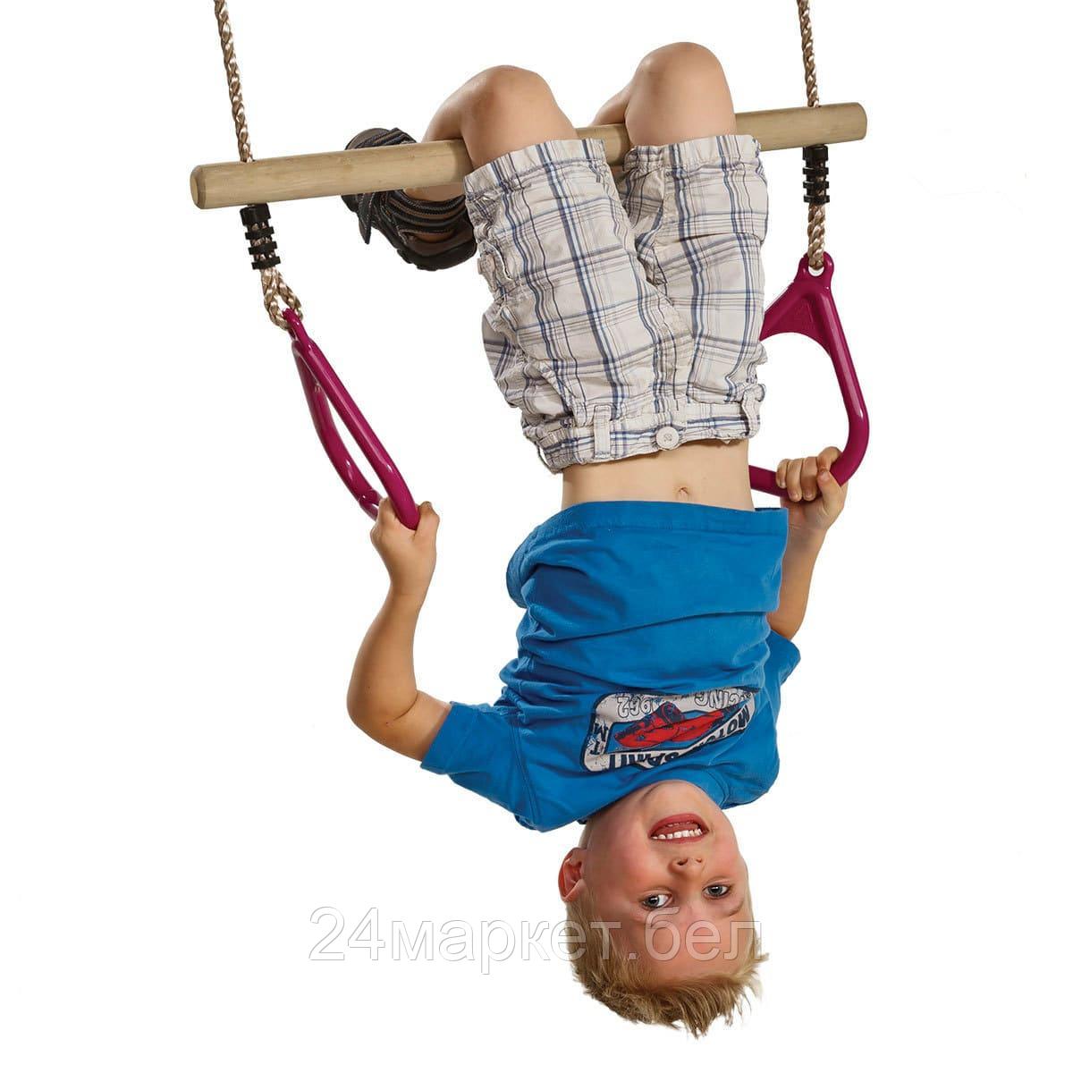 Деревянная трапеция с пластмассовыми кольцами, KBT, PP, КРАСНЫЙ Ring Trapeze KBT 220.001.001.001
