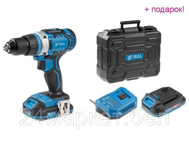 BULL Китай Аккум. дрель-шуруповерт BULL SR 1801 в чем. (18.0 В, 2 акк., 2.0 А/ч Li-Ion, 2 скор., 50 Нм, шурупы до 10 мм)