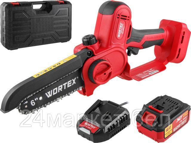 Аккум. мини-пила WORTEX CEC 2518-2 в чем. ALL1 XLT SET БЕСЩЕТ., 18 В, 6'' (шина 15 см, 1/4", 3 мм) 1334828