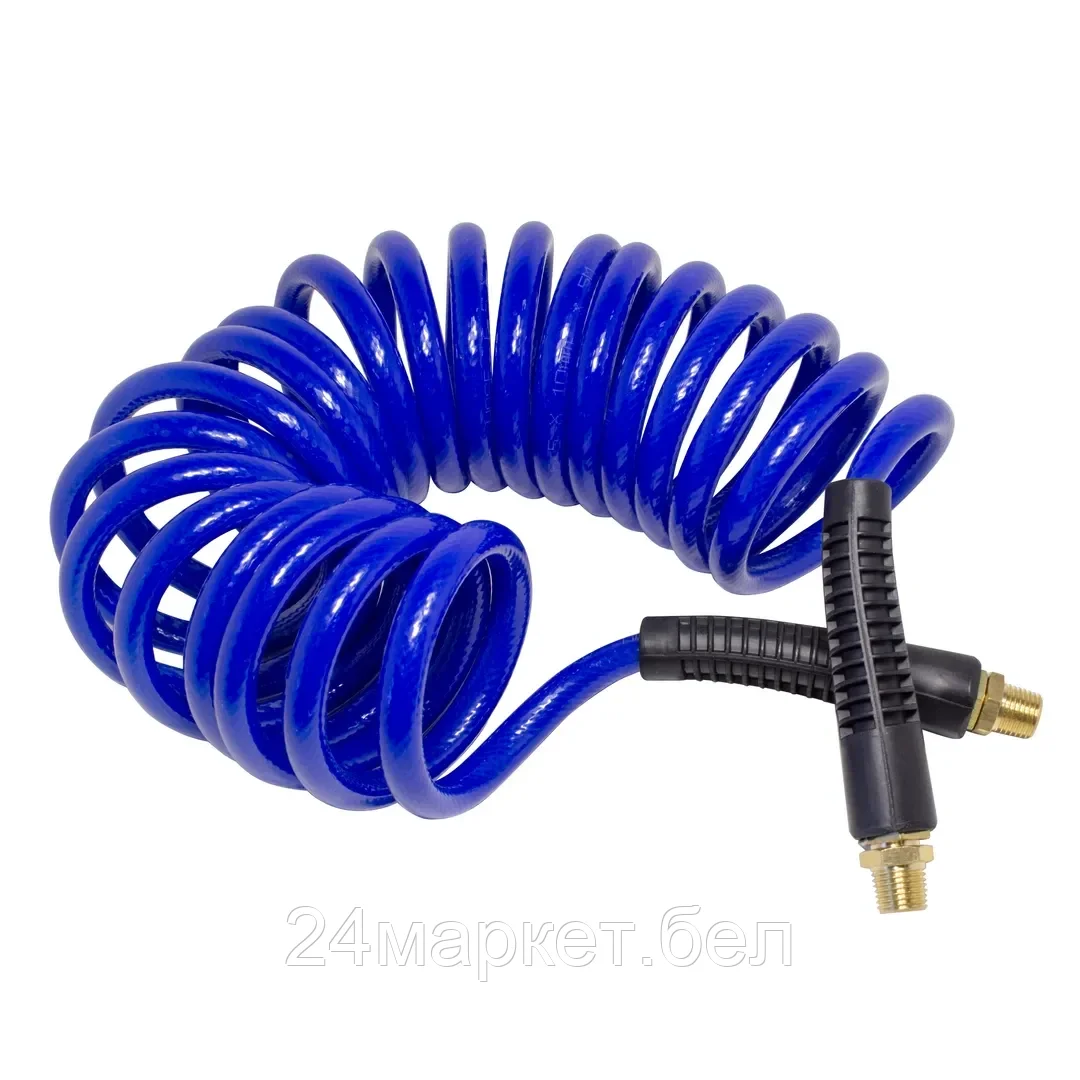 Partner Шланг витой полиуретановый 6.5 х 10мм х 5м с резьбовыми наконечниками 1/4"(для воздуха) Partner AHC-48A