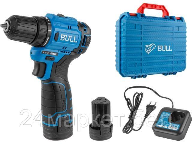 Аккум. дрель-шуруповерт BULL SR 1203 в чем. БЕСЩЕТ., 12 В, 37 Н*м, 2*2 А*ч акб, БЗП 10 мм (шурупы до 8 мм) 1329601