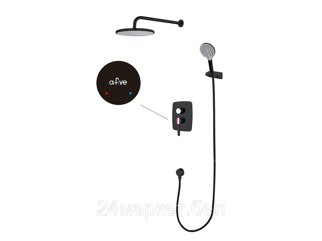 Душевая система (Lt) D35, серия Lotus черный, a-five (Встраиваемый, Излива нет, 1000 - 1200 мм.) A5-0657