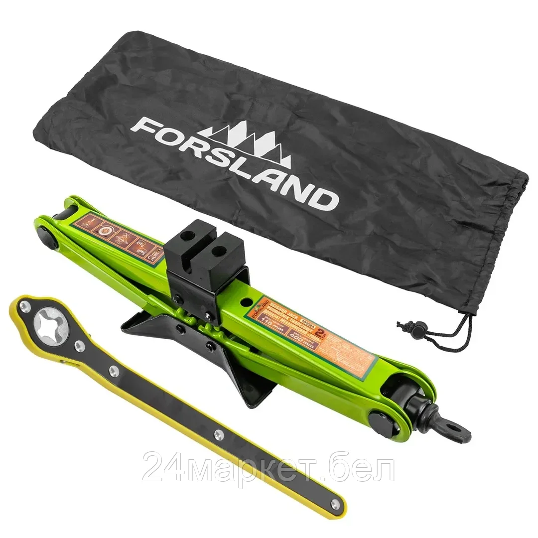 Forsland-10152A Домкрат механический ''ромб' 2т (hmin115мм, hmax 400мм, L-420мм) в водоотталкивающем чехле в комплекте с ключом трещоточным Forsland