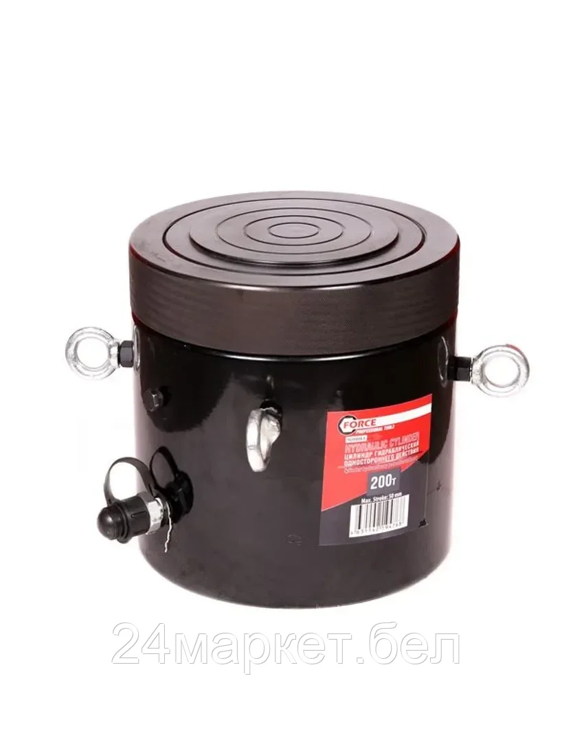 FK-YG200150LS FORCEKRAFT Цилиндр гидравлический с резьбовым штоком и гайкой для механической фиксации 200т (ход штока-150мм, Ø штока-190мм,общий Ø-238мм, L-493мм, 700bar)