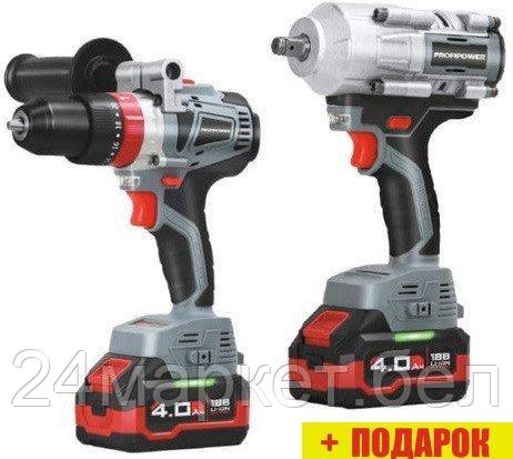 Profipower ProfiSet-2С18 E0221 (шуруповерт, гайковерт, 2 АКБ, кейс)