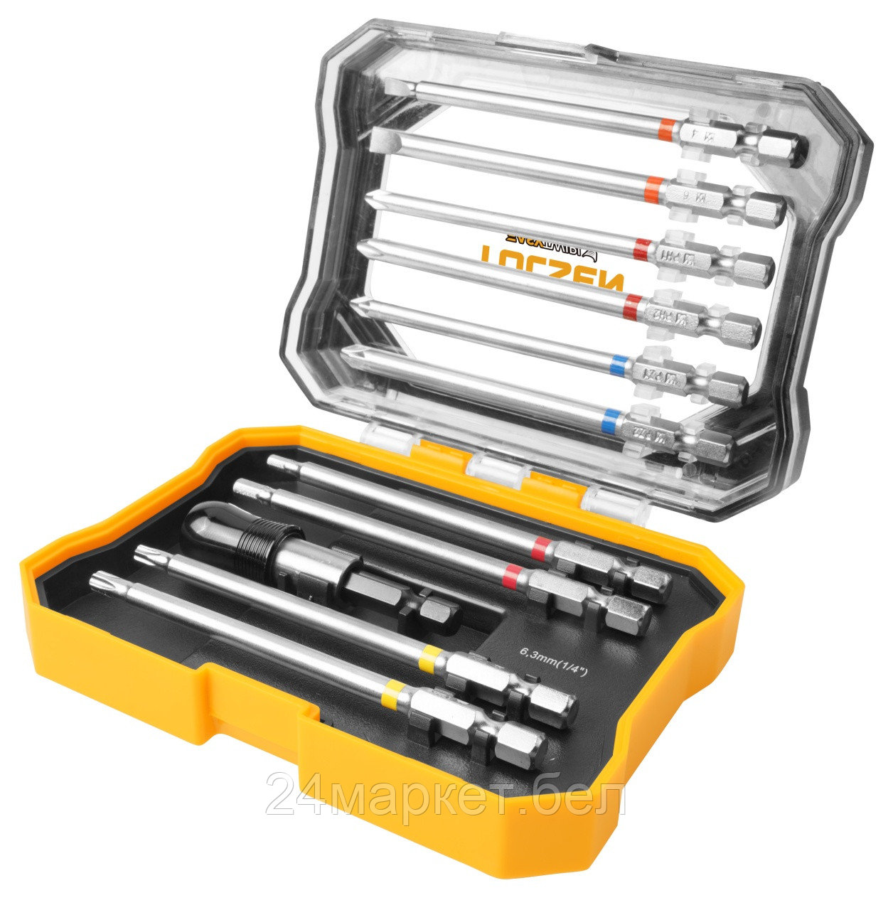 TOLSEN TT20375 TOLSEN Набор вставок (бит) 1/4", PH, PZ, Hex, Torx, Slotted, 11 предметов