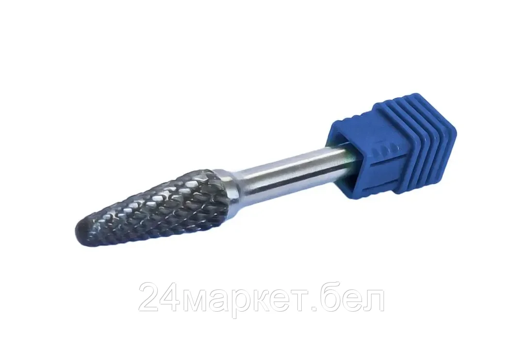 Шарошка коническая скругленная удлиненная по металлу(Ø 12мм,Ø хвостовика 6мм),в пластиковом футляре Forsage F-617L1228