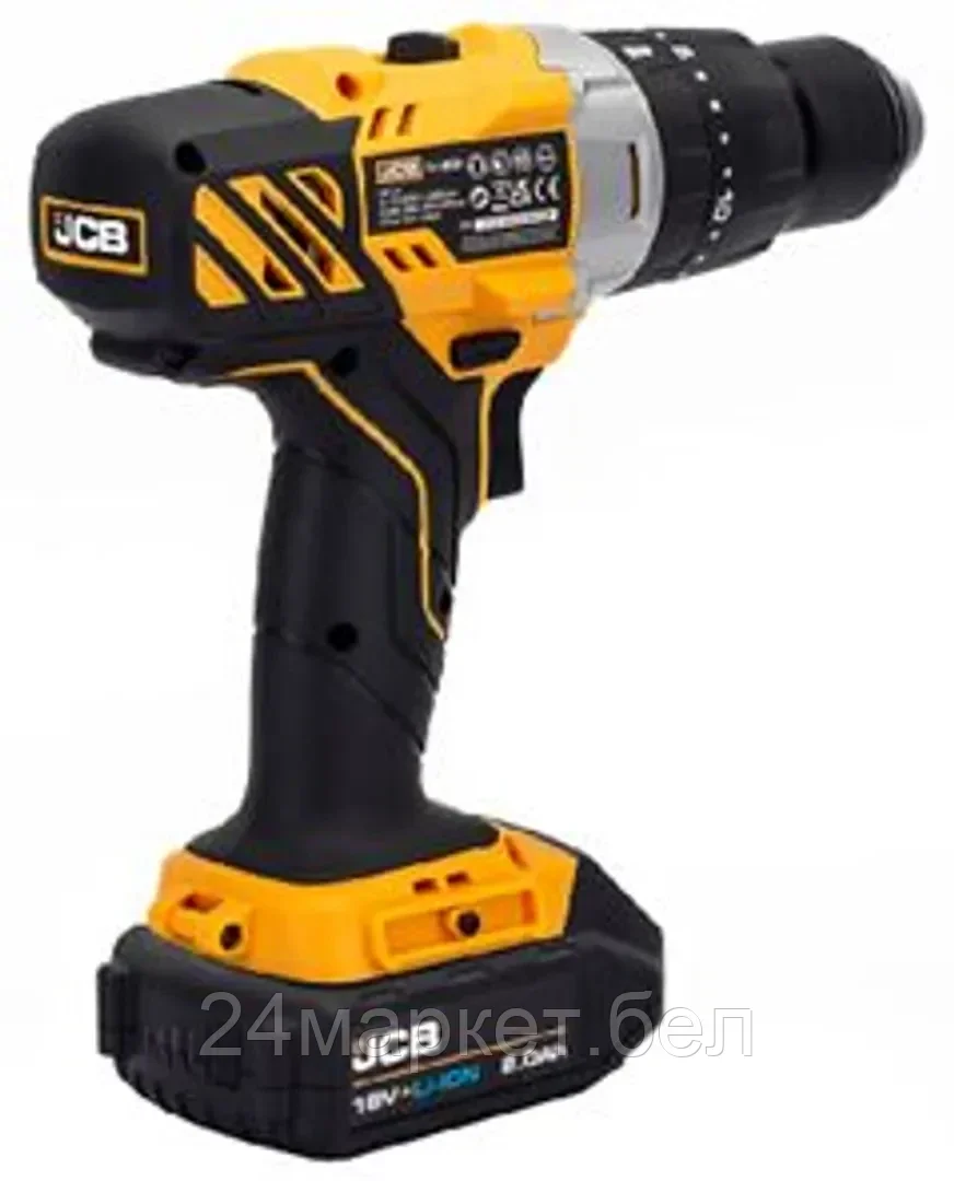 JCB-18CD-2XB-E JCB Дрель-шуруповерт аккумуляторная (JCB-18CD-B-E) 18V, max 45Nm в комплекте с зарядным устройством (JCB-18VFC-E) 2.4A и батареей аккум(JCB-20LI-E) 2.0AH
